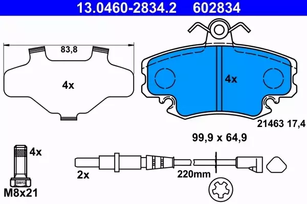 ATE TARCZE+KLOCKI PRZÓD RENAULT CLIO I II 238MM 