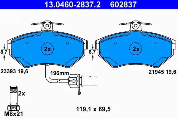 ATE KLOCKI HAMUL AUDI A4 VW PASSAT SEAT EXEO 