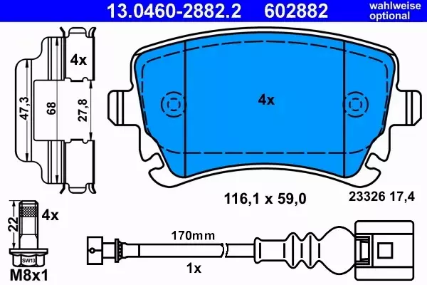 ATE KLOCKI HAMULCOWE 13.0460-2882.2 