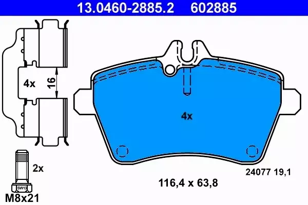 ATE KLOCKI PRZÓD MERCEDES A W169 