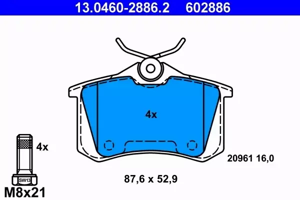 ATE TARCZE+KLOCKI TYŁ AUDI A4 B6 B7 245MM 