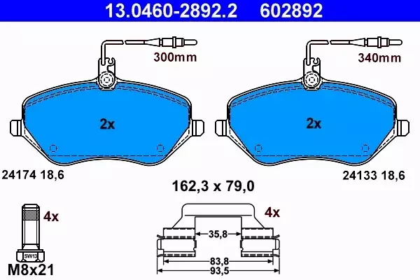 ATE TARCZE + KLOCKI PRZÓD PEUGEOT 407 607 330MM 