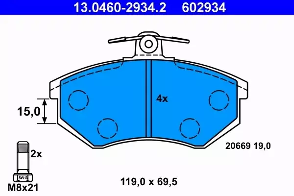 ATE TARCZE PEŁNE POWER DISC + KLOCKI PRZÓD AUDI A4 