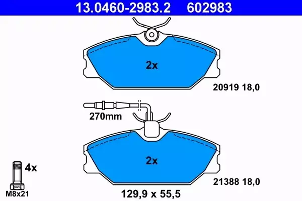 ATE KLOCKI HAMULCOWE PRZÓD RENAULT LAGUNA I 