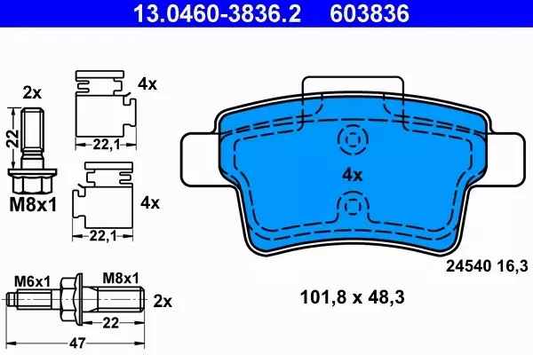 ATE TARCZE+KLOCKI TYŁ CITROEN C4 PICASSO I 268MM 