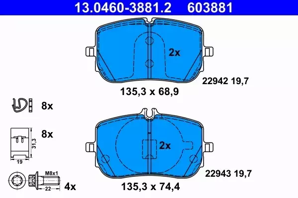 ATE KLOCKI HAMULCOWE 13.0460-3881.2 