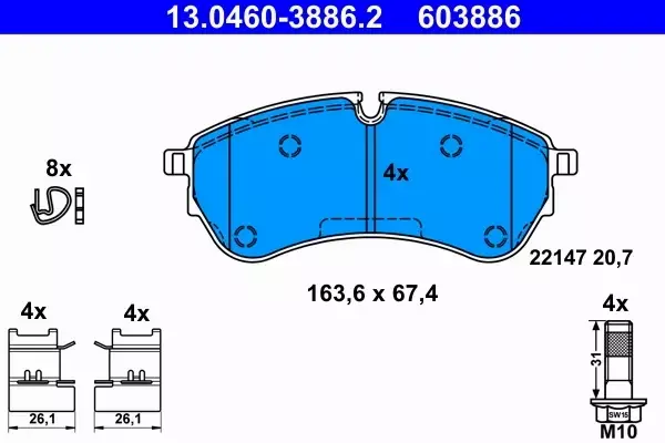 ATE TARCZE+KLOCKI PRZÓD VW CRAFTER 303MM 