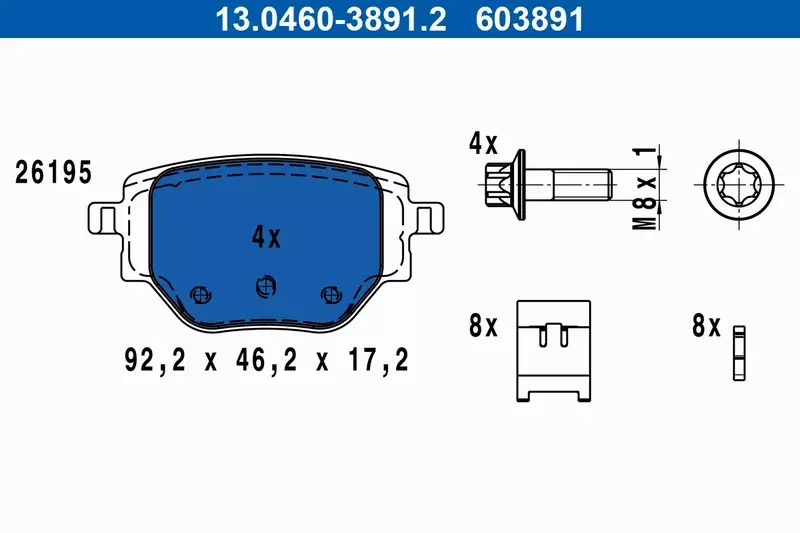 ATE KLOCKI HAMULCOWE 13.0460-3891.2 