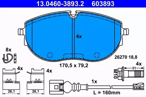 ATE KLOCKI HAMULCOWE 13.0460-3893.2 