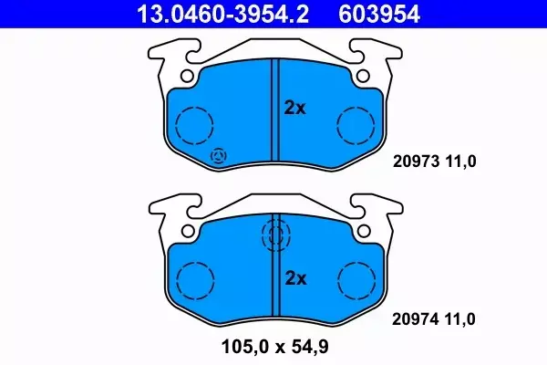 ATE KLOCKI HAMULCOWE PEUGEOT 206 HDI MEGANE TYLNE 