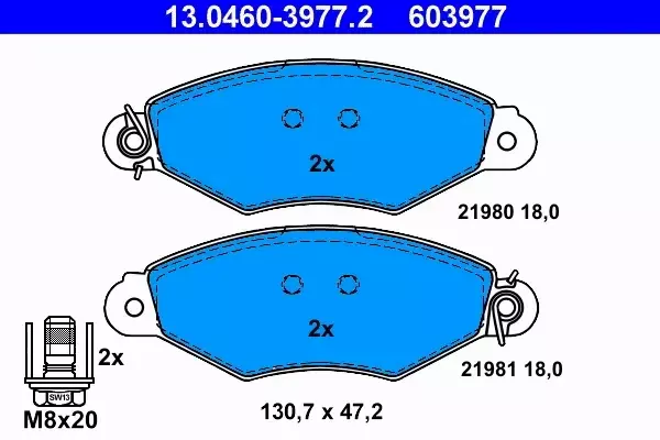 ATE TARCZE+KLOCKI PRZÓD NISSAN KUBISTAR 238MM 