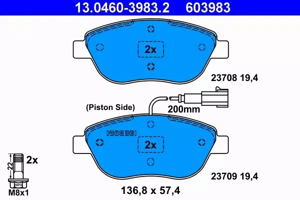 ATE TARCZE+KLOCKI PRZÓD FIAT BRAVO II STILO 284MM 