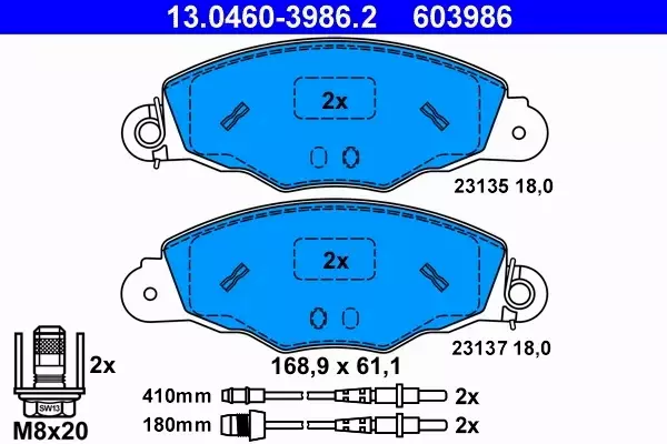 ATE TARCZE+KLOCKI PRZÓD CITROEN XANTIA 288MM 