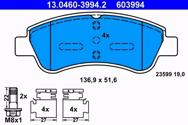 ATE TARCZE+KLOCKI PRZÓD PEUGEOT 206 207 307 SUPER 