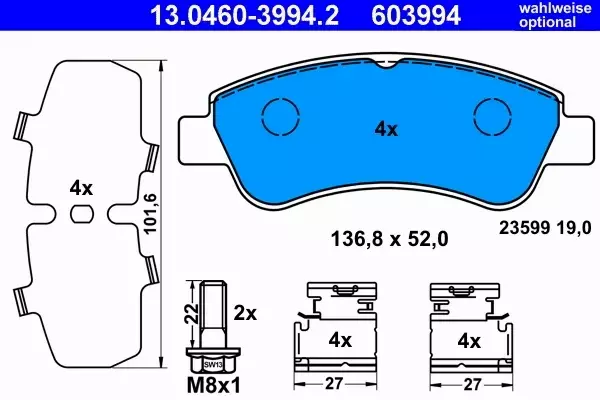 ATE TARCZE+KLOCKI PRZÓD+TYŁ C3 II C3 PICASSO C4 CACTUS 207 208 2008 266MM 