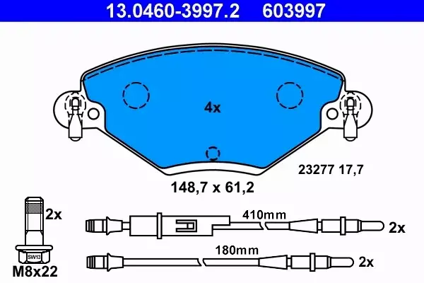 ATE TARCZE + KLOCKI PRZÓD CITROEN C5 1.8 2.0 283MM 