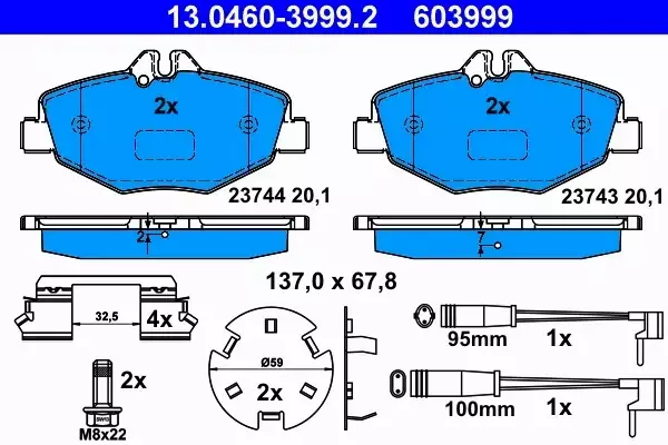 ATE KLOCKI HAM PRZÓD MERCEDES KLASA E W211 S211 CD 