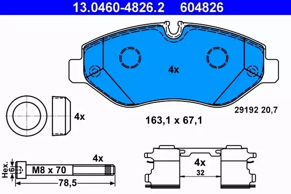 ATE KLOCKI PRZÓD MERCEDES SPRINTER 318 319 324 209 