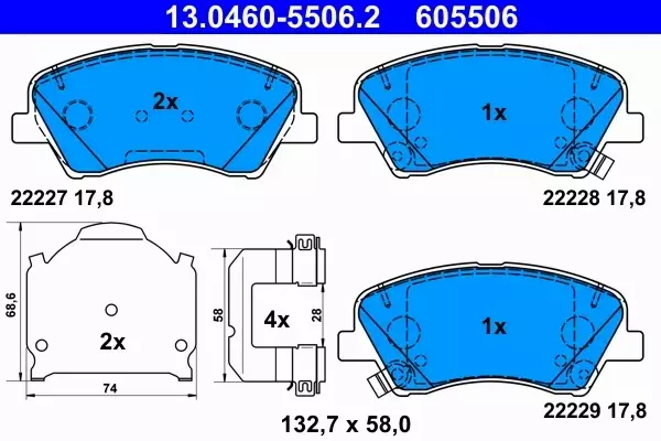 ATE KLOCKI HAMULCOWE 13.0460-5506.2 