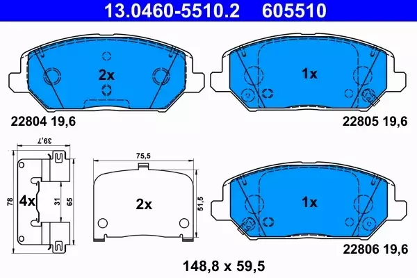 ATE KLOCKI HAMULCOWE 13.0460-5510.2 