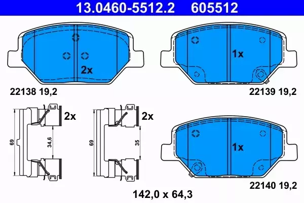 ATE KLOCKI HAMULCOWE 13.0460-5512.2 