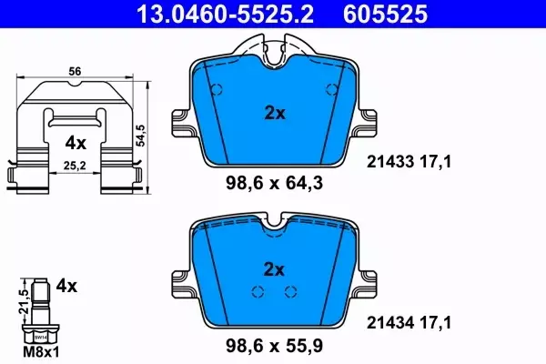 ATE KLOCKI HAMULCOWE 13.0460-5525.2 