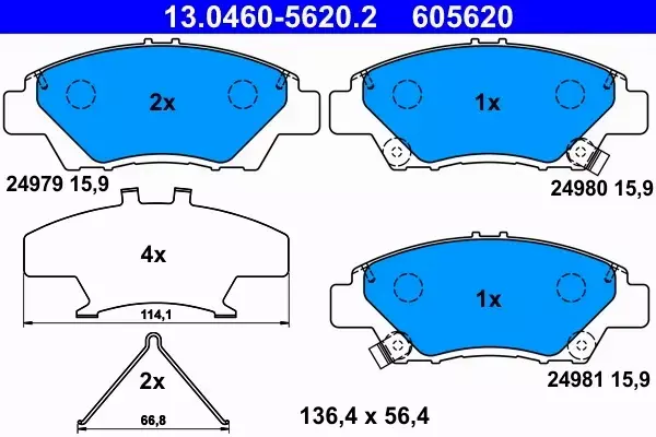 ATE KLOCKI HAMULCOWE PRZÓD HONDA JAZZ III (GE) 