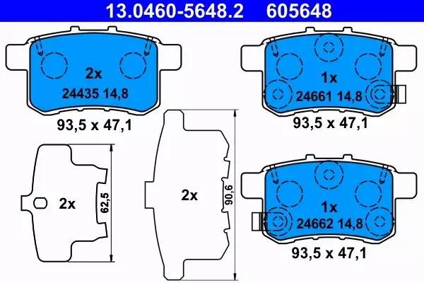 ATE KLOCKI HAMULCOWE TYŁ HONDA ACCORD VIII (CU) 