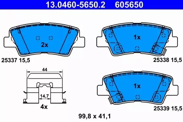 ATE TARCZE+KLOCKI TYŁ HYUNDAI I30 II KIA CEED II 262MM 