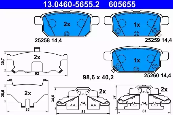 ATE TARCZE+KLOCKI TYŁ SUZUKI VITARA SX4 S-CROSS 260MM 