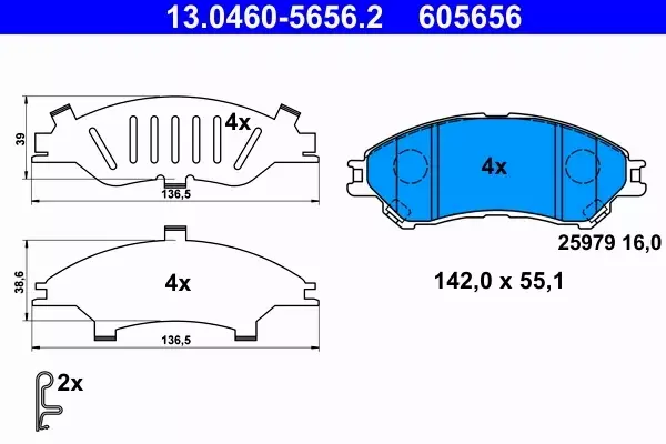 ATE TARCZE+KLOCKI PRZÓD SUZUKI VITARA 2015- 280MM 