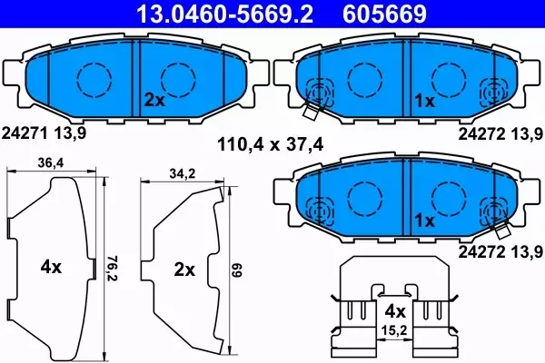 ATE TARCZE+KLOCKI TYŁ SUBARU BRZ FORESTER IMPREZA LEGACY 286MM 