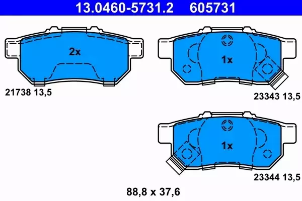 ATE KLOCKI HAMULCOWE TYŁ HONDA JAZZ II (GD) 