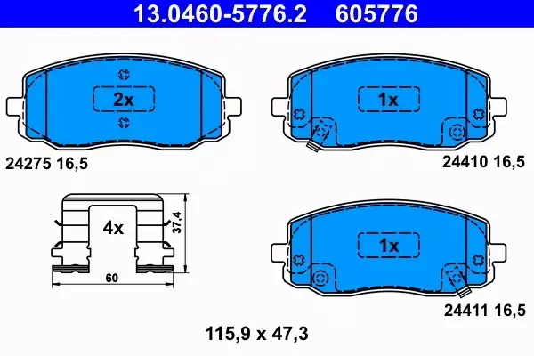 ATE TARCZE+KLOCKI PRZÓD+TYŁ KIA PICANTO 241MM 