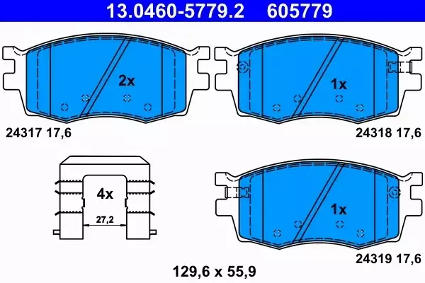 ATE KLOCKI HAMULCOWE PRZÓD HYUNDAI i20 (PB, PBT) 