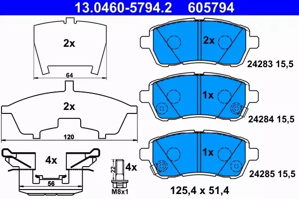 ATE TARCZE+KLOCKI PRZÓD FORD FIESTA VI 258MM 