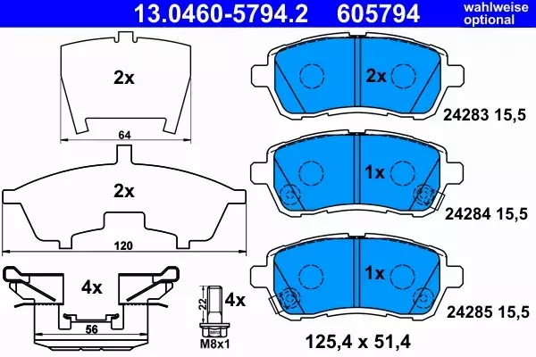 ATE TARCZE+KLOCKI PRZÓD FORD FIESTA VI 258MM 