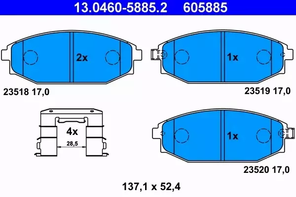 ATE KLOCKI HAMULCOWE PRZÓD 13.0460-5885.2 