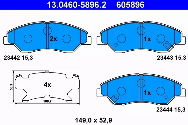 ATE KLOCKI HAMULCOWE PRZÓD 13.0460-5896.2 