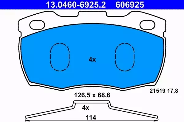 ATE KLOCKI HAMULCOWE PRZÓD 13.0460-6925.2 