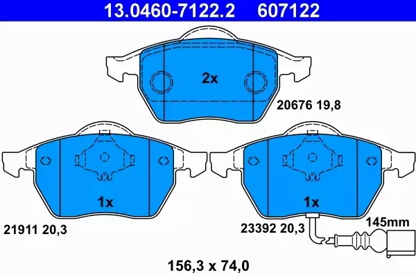 ATE TARCZE PRZÓD 288mm + KLOCKI AUDI A3 8L1 