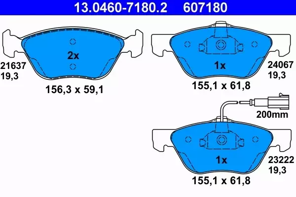 ATE KLOCKI HAMULCOWE PRZÓD 13.0460-7180.2 