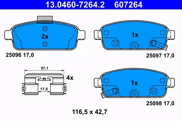 ATE TARCZE+KLOCKI TYŁ CRUZE ORLANDO ZAFIRA C ASTRA J 292MM 