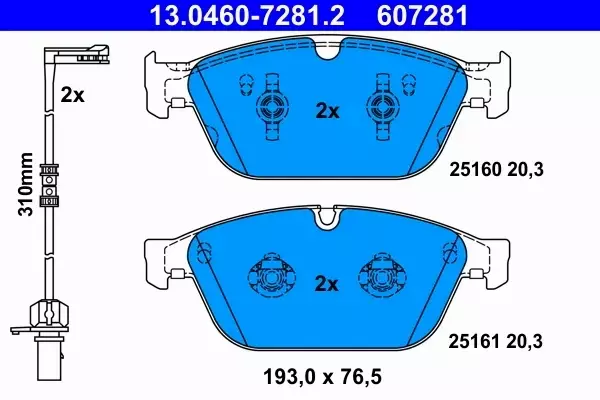 ATE KLOCKI HAMULCOWE 13.0460-7281.2 