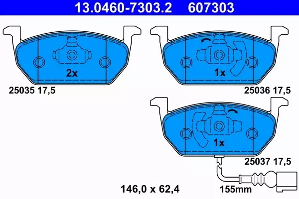 ATE TARCZE+KLOCKI PRZÓD+TYŁ VW GOLF SPORTSVAN 276MM 