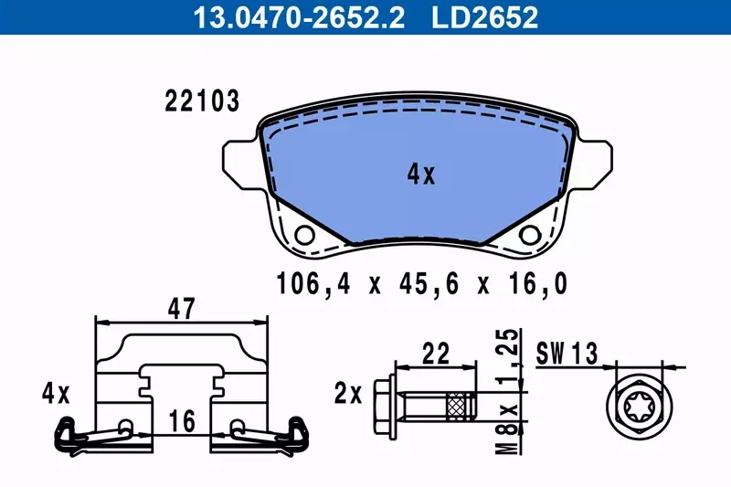 ATE KLOCKI HAMULCOWE 13.0470-2652.2 