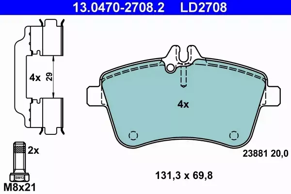 ATE CERAMIC KLOCKI PRZÓD MERCEDES A W169 B W245 