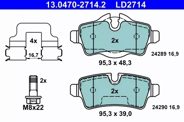 ATE CERAMIC KLOCKI HAMULCOWE TYŁ MINI MINI (R56) 