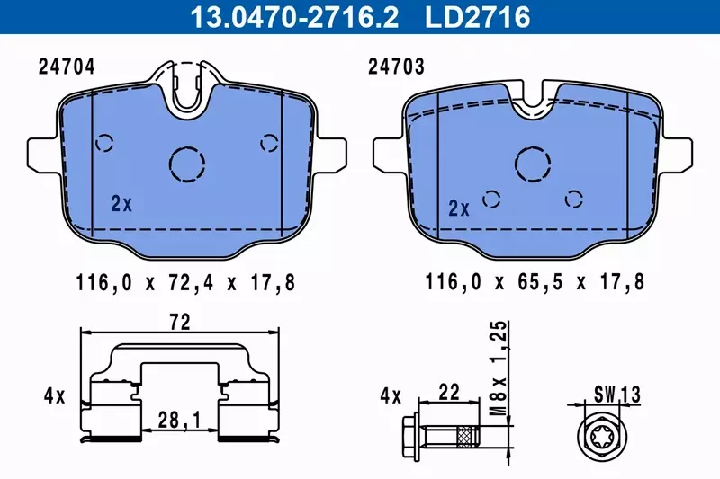 ATE CERAMIC KLOCKI HAMULCOWE TYŁ BMW 5 (F10, F18) 