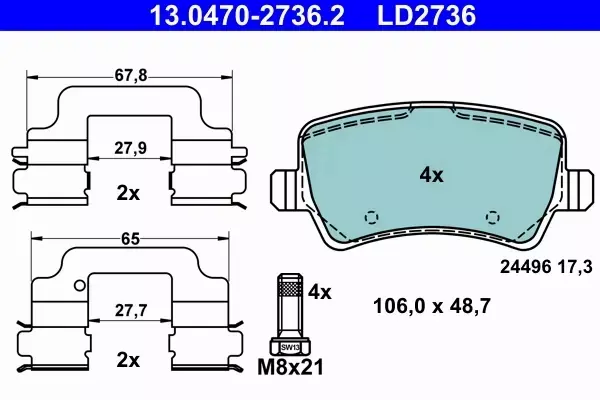 ATE CERAMIC KLOCKI HAMULCOWE TYŁ VOLVO S60 II 